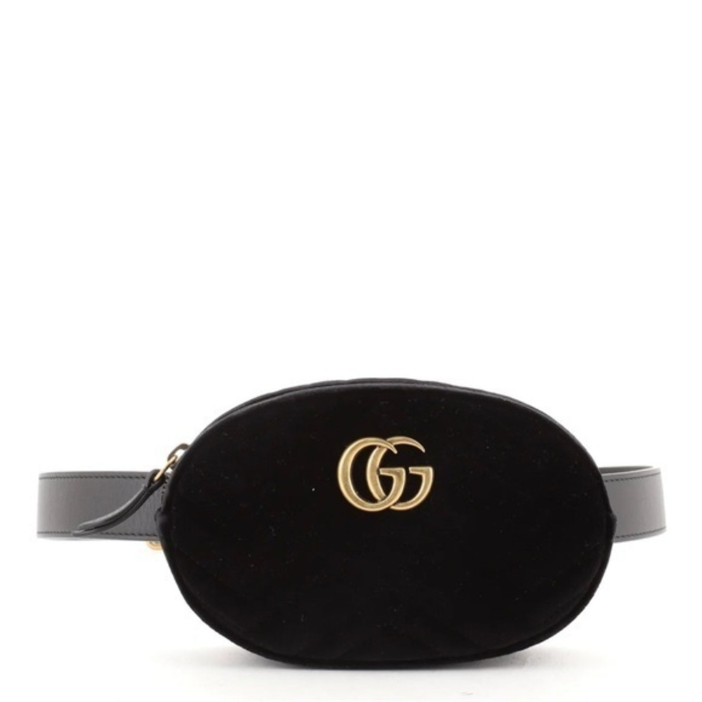 GUCCI GG Marmont quilted velvet belt bag Matelasse Black